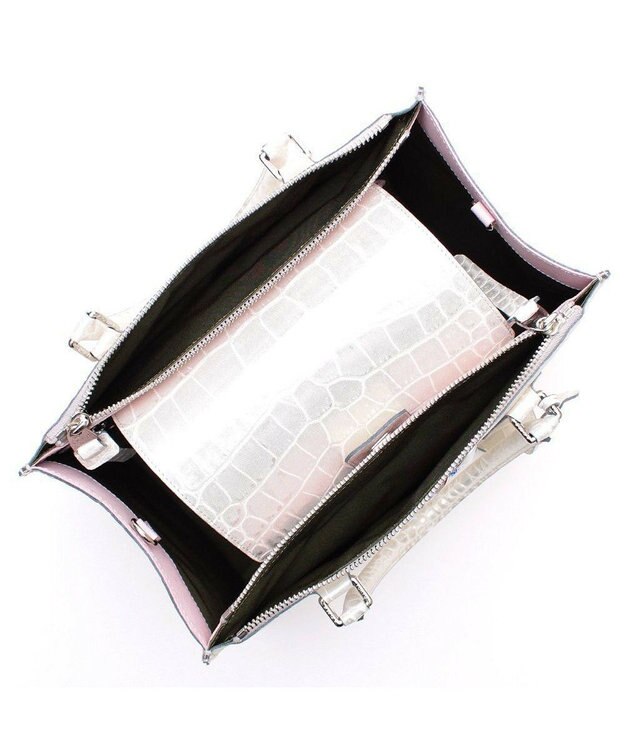 A.D.M.J. 【牛革】ヴィッテリグリシャムウェンディ/クリスタルソーイングWジップトート28cm プラチナ