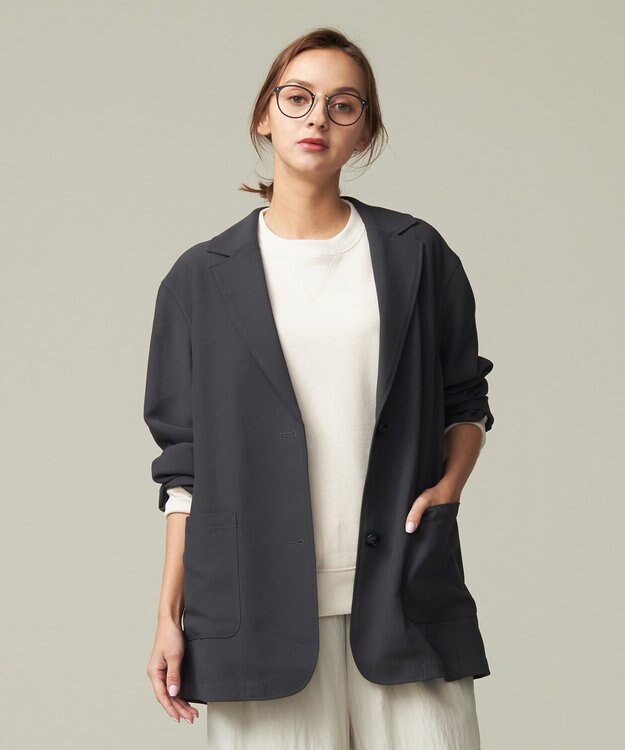 J.PRESS YORK STREET 【WOMEN】ジャージライクツイル シングルジャケット