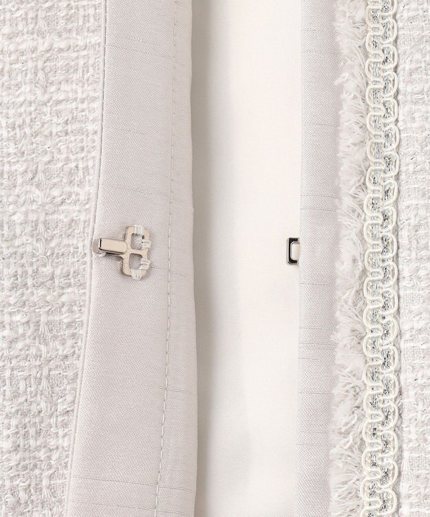 23区 L 【セットアップ対応】ライトシャインツイード ノーカラージャケット ライトグレー系