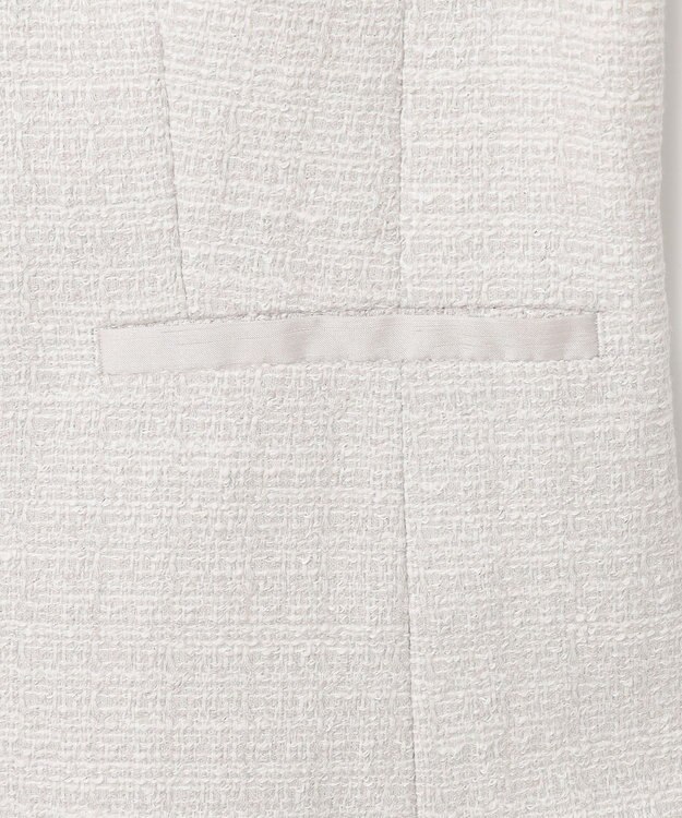 23区 L 【セットアップ対応】ライトシャインツイード ノーカラージャケット ライトグレー系