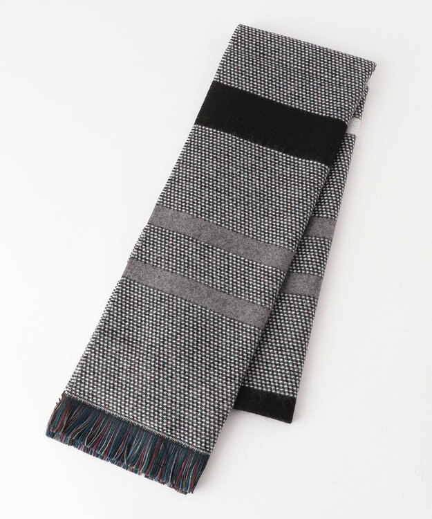 JOSEPH ABBOUD 【フランス製】ランダムボーダー ストール グレー系1