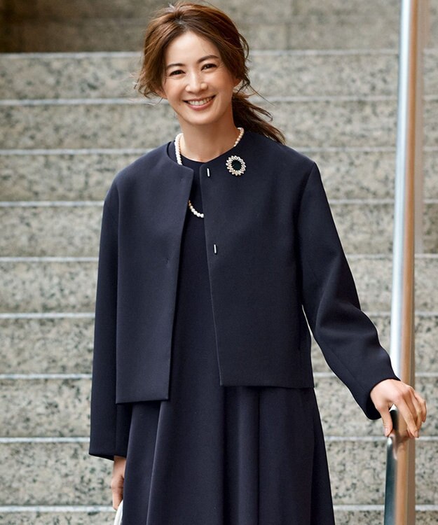 VERYコラボ】ストレッチトリプルクロス ノーカラージャケット VERYコラボ】ストレッチトリプルクロス ノーカラージャケット