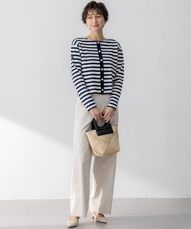 23区 S 【洗える】スラブツイルストレッチ ワイド パンツ ベージュ系