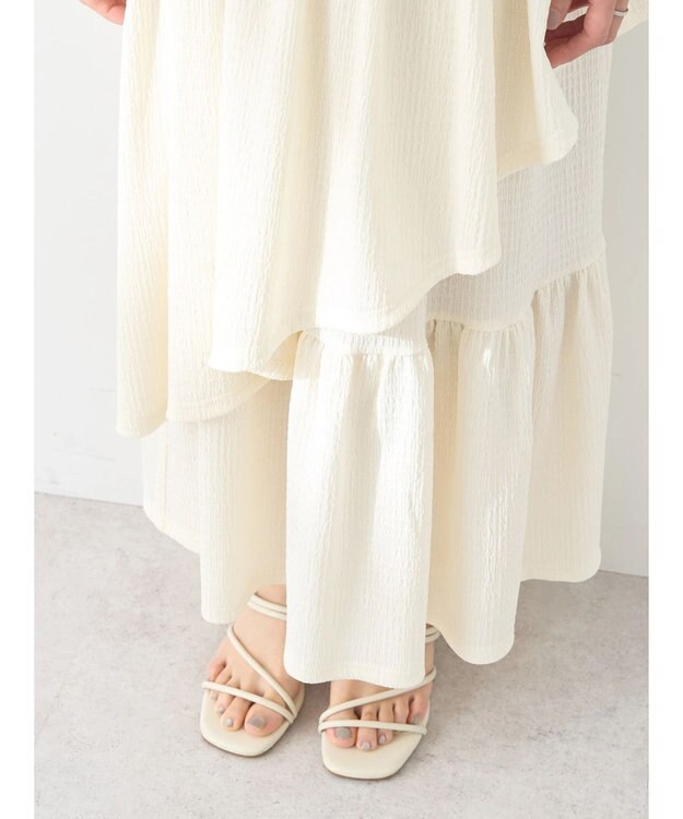 earth music&ecology カットティアードスカート Ivory