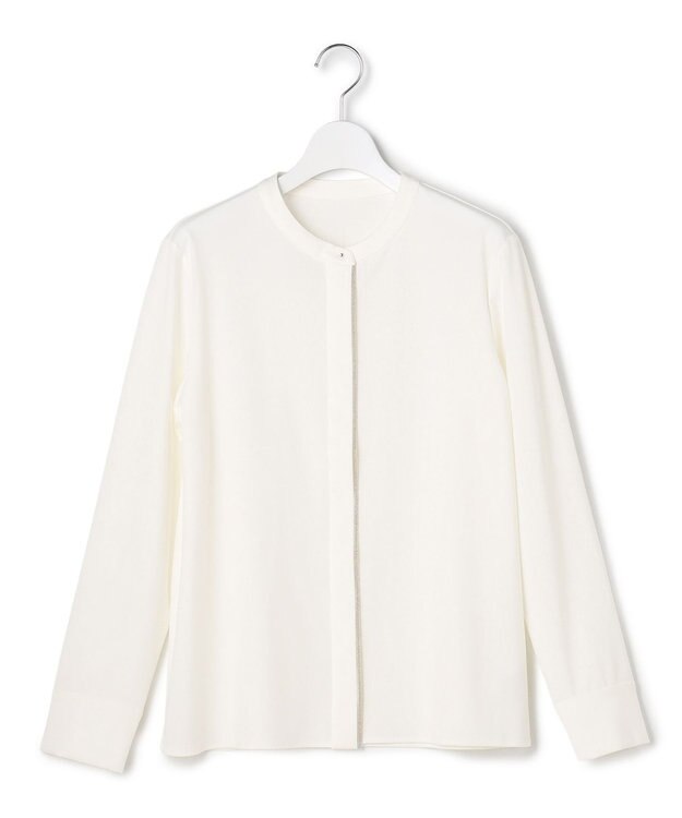 ICB L 【洗える】 コンパクトモクロディ バンドカラーカットソー オフホワイト系