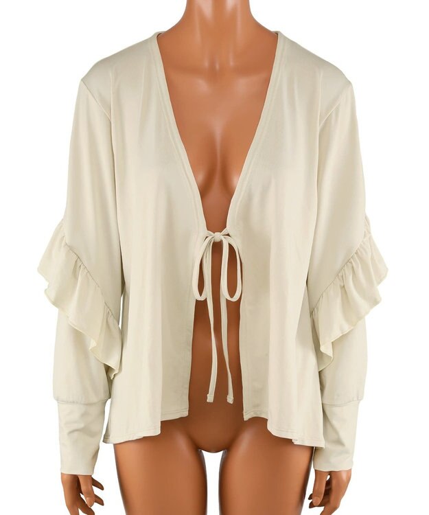 San-ai Resort（三愛水着楽園） 【UPF50＋】　フリル羽織り　M　　【San-ai Resort（サンアイリゾート）】 オフホワイト