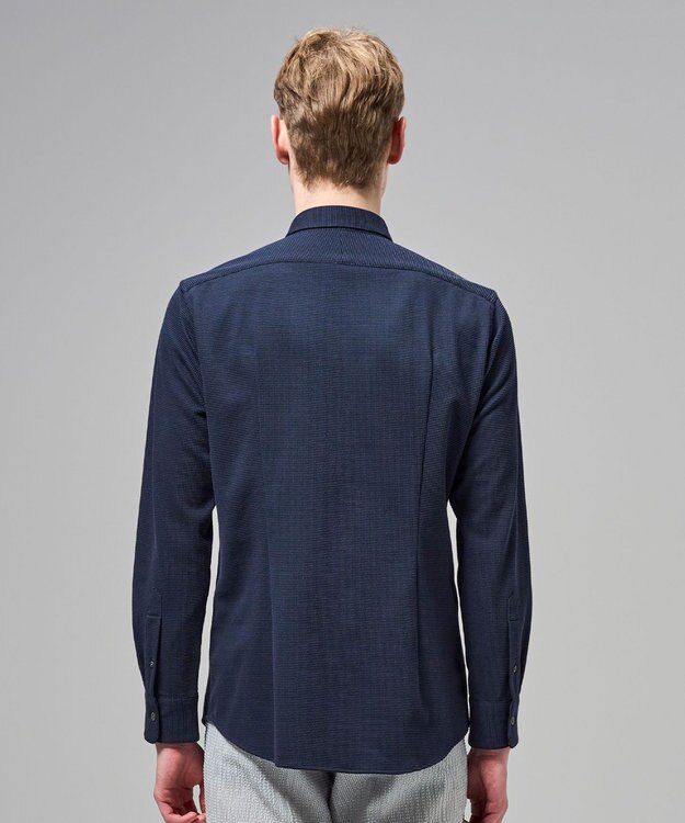 JOSEPH HOMME 【新素材】グリットタックジャージー　ホリゾンタルカラーシャツ ネイビー系