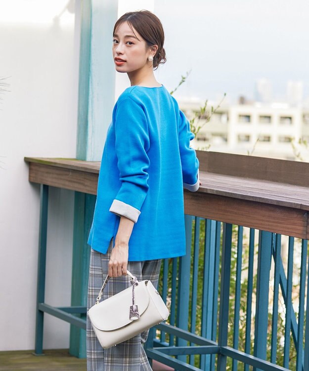 Tiaclasse 【安田美沙子さん着用・洗える】起毛チェック柄ワイドパンツ パープル