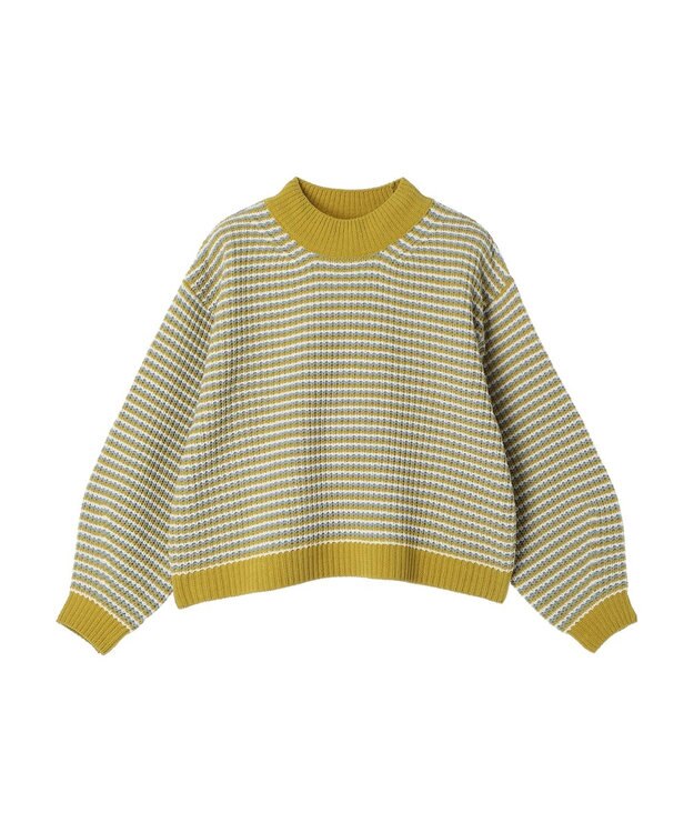 earth music&ecology マットベロアモールプルオーバー Border Yellow