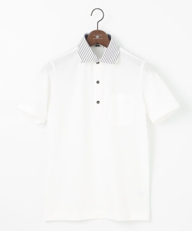 JOSEPH ABBOUD 【速乾 / お手入れ簡単】 猛暑に最適！シャンブレーポロシャツ ホワイト系