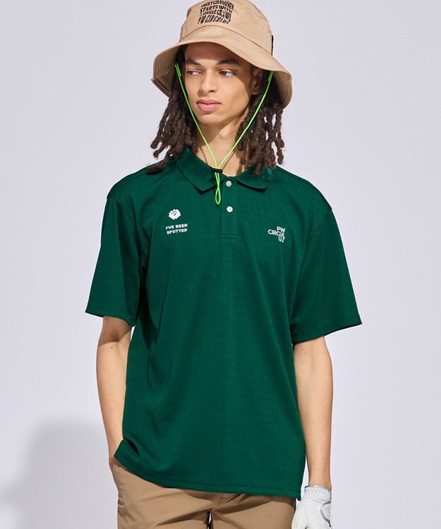 PW CIRCULUS 【MEN】ミニワッフル鹿の子ポロ ゴルフ グリーン系