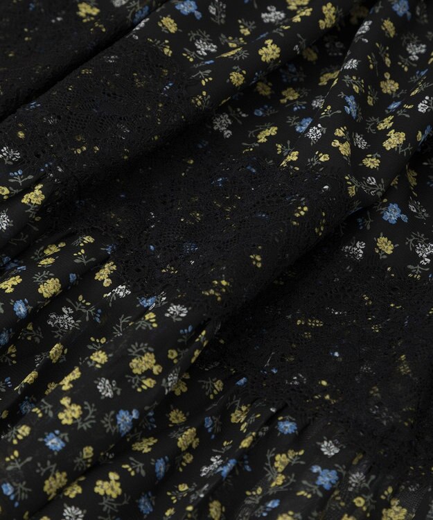 Green Parks レースドッキング花柄ティアードスカート Yellow