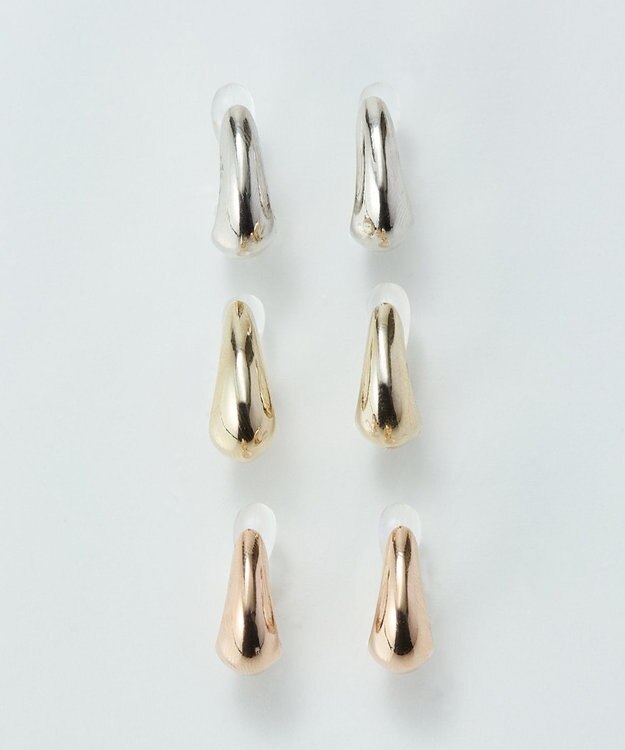 Phoebe 【金属アレルギー対応】【痛くないシリーズ】ぷっくりモードクリスタルループフィットイヤリング　シルバー シルバー