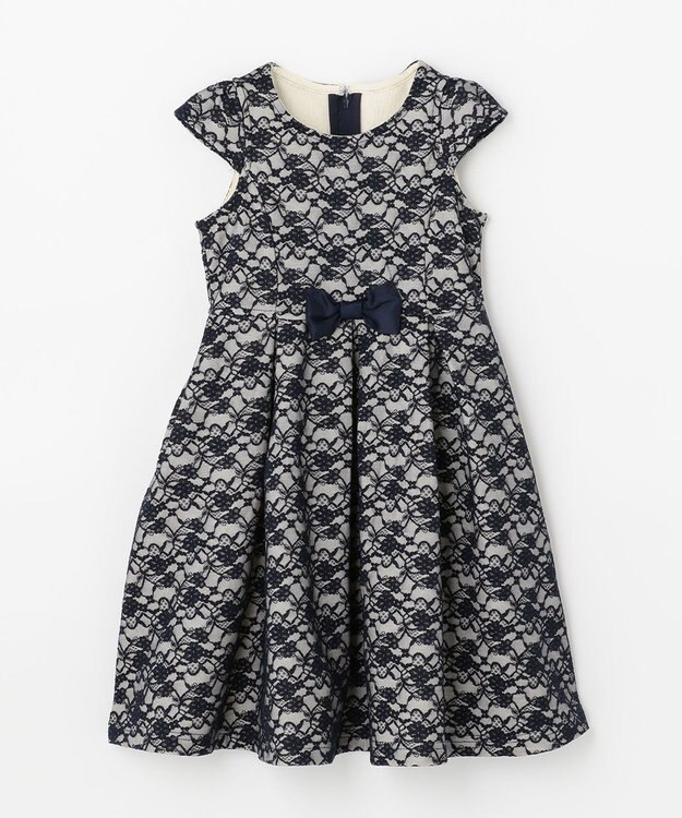 ANY KIDS レースボンディング ワンピース ネイビー系バイカラー