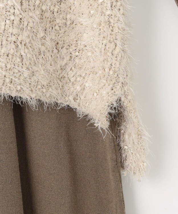 Feroux ジレ付きニット ワンピース ベージュ系