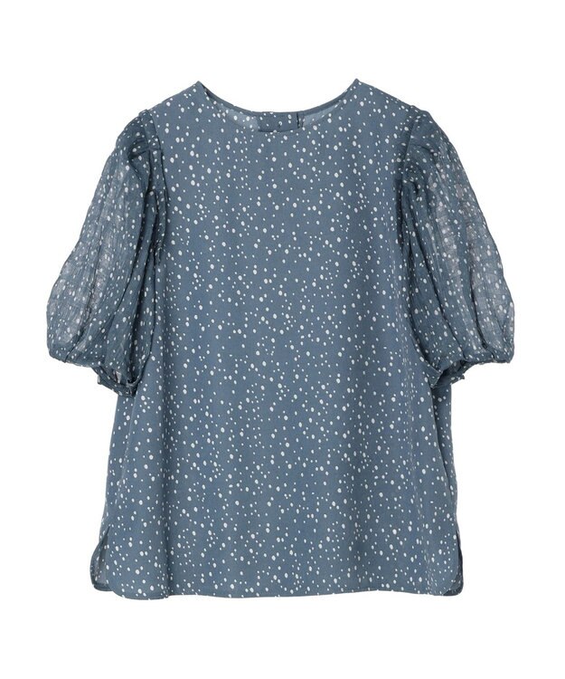Green Parks 異素材ドットブラウス Blue