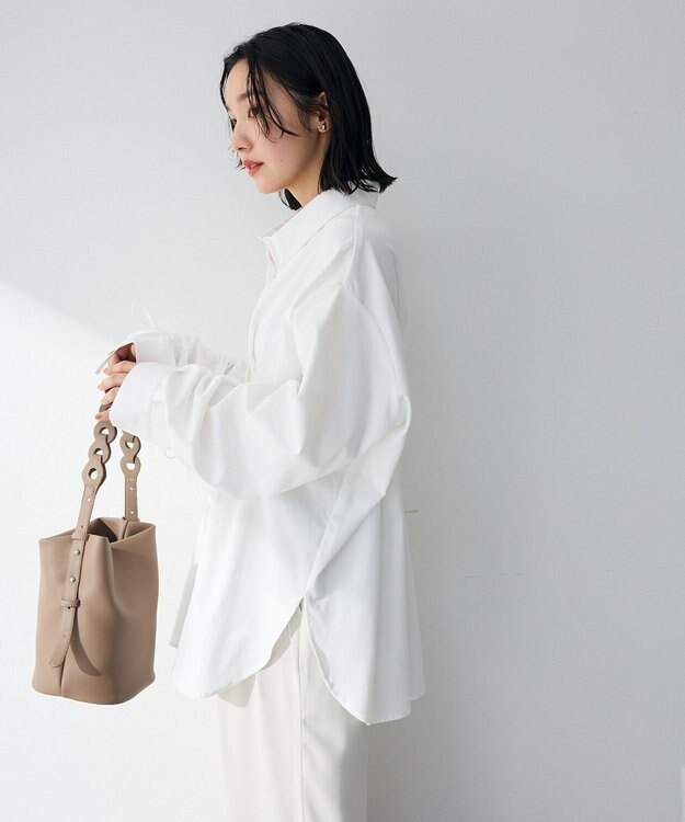 Green Parks 【WEB限定】ドロストシャーリングウエストタックシャツⅡ White