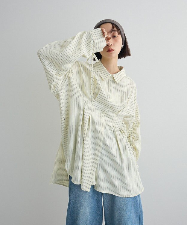 Green Parks 【WEB限定】ドロストシャーリングウエストタックシャツⅡ Ivory