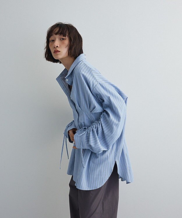 Green Parks 【WEB限定】ドロストシャーリングウエストタックシャツⅡ Sax