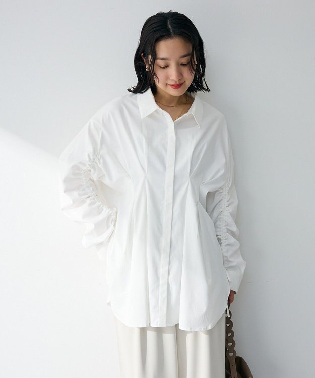 Green Parks 【WEB限定】ドロストシャーリングウエストタックシャツⅡ White