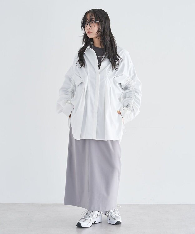 Green Parks 【WEB限定】ドロストシャーリングウエストタックシャツⅡ White