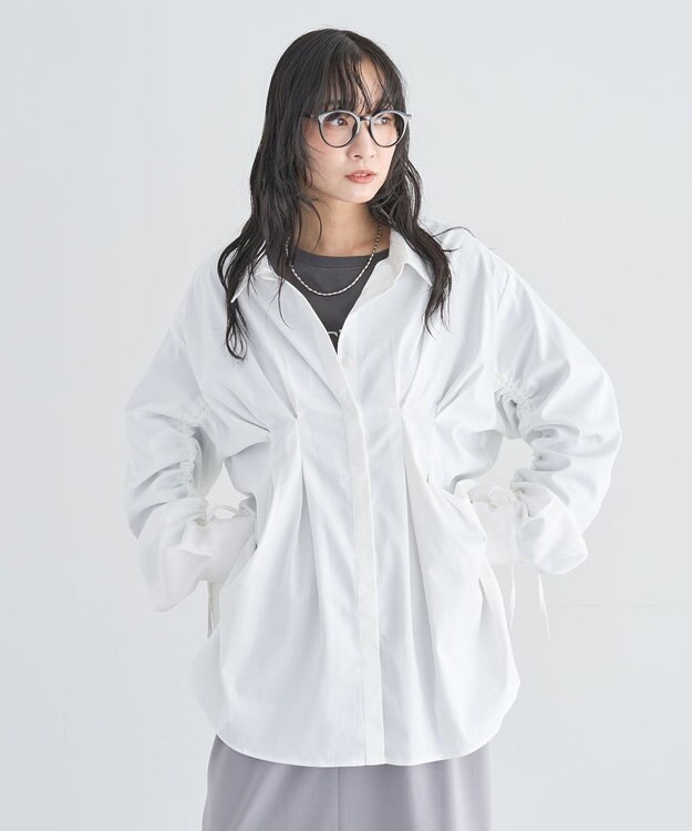 Green Parks 【WEB限定】ドロストシャーリングウエストタックシャツⅡ White