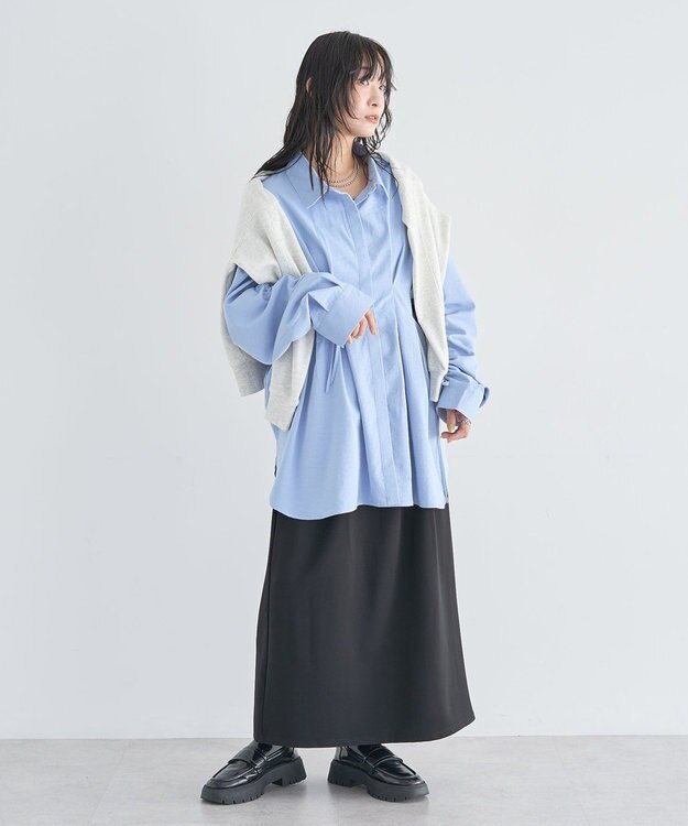 Green Parks 【WEB限定】ドロストシャーリングウエストタックシャツⅡ Blue