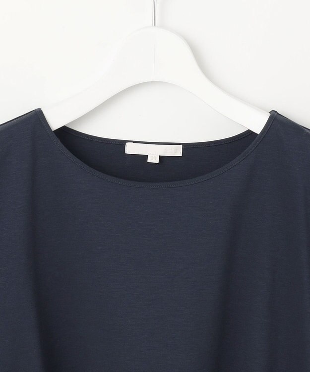 自由区 S 【接触冷感・UVカット・吸水速乾・抗菌防臭・洗える】ハイツイストポンチスリーブディティール カットソー ネイビー