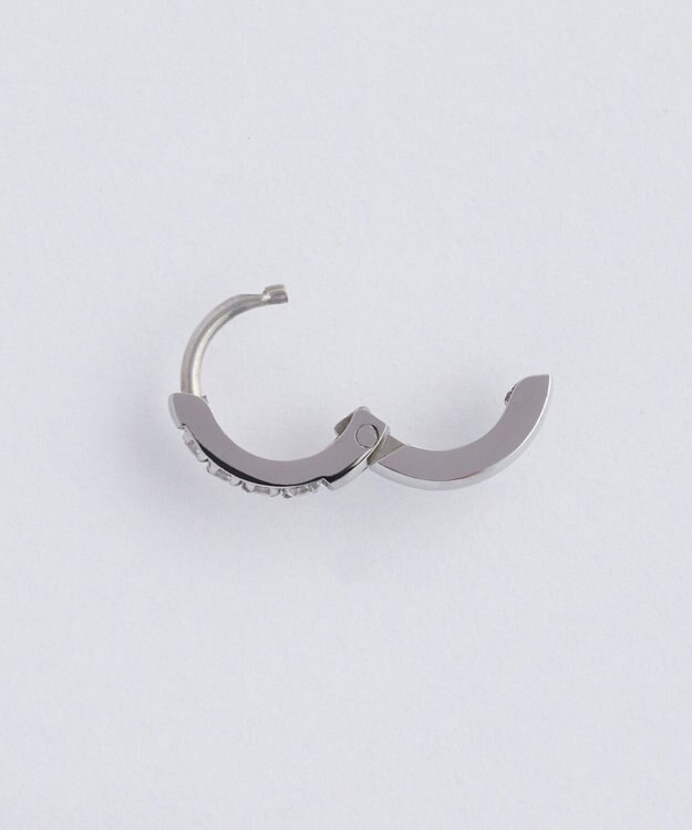 Phoebe 【金属アレルギー対応】ワンタッチビジューフープミニピアス(片耳)/サージカルステンレス シルバー シルバー