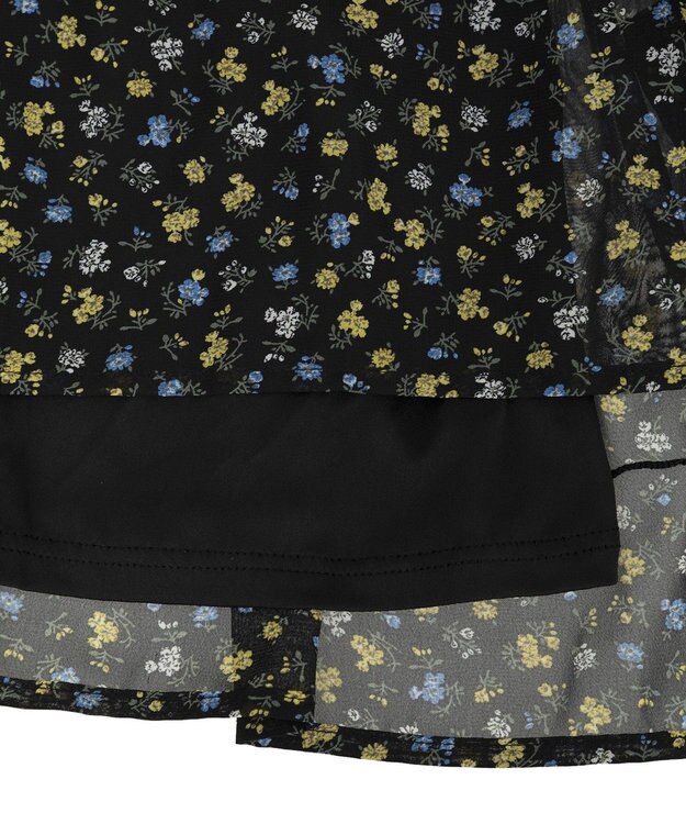 Green Parks レースドッキング花柄ティアードスカート Yellow