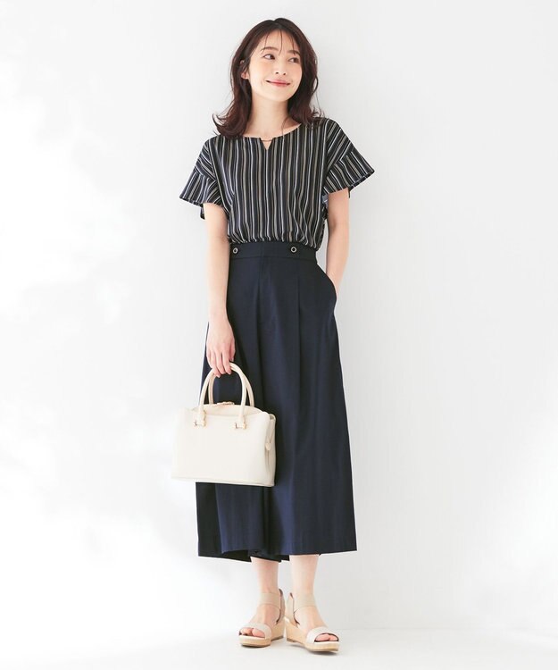 ANY SIS 【美人百花7月号掲載】エアリー ワイドクロップド パンツ ネイビー系