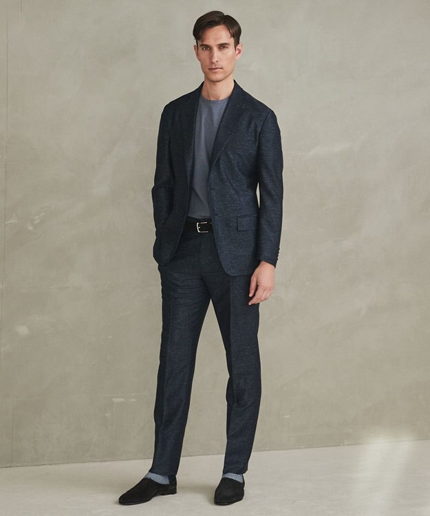 GOTAIRIKU 新素材セットアップ【通気性抜群/洗える/シワになりにくい】カラミプリントストレッチセットアップ ジャケット ネイビー系8