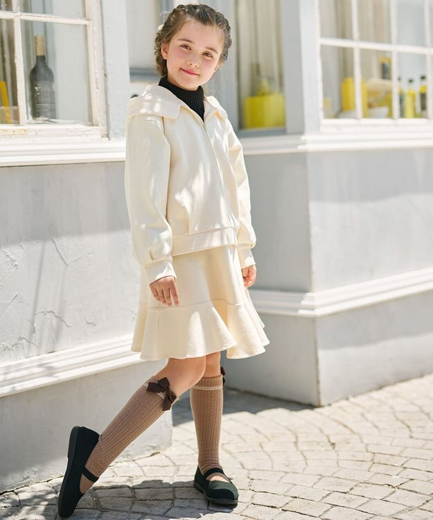 組曲 KIDS 【110-140㎝】ダンボールニット ジャンスカ オフホワイト系