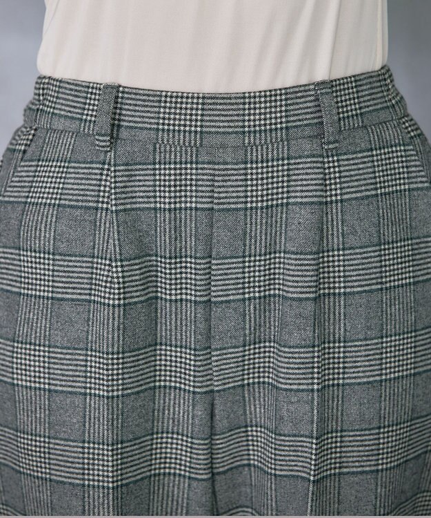 Tiaclasse 【安田美沙子さん着用・洗える】起毛チェック柄ワイドパンツ パープル