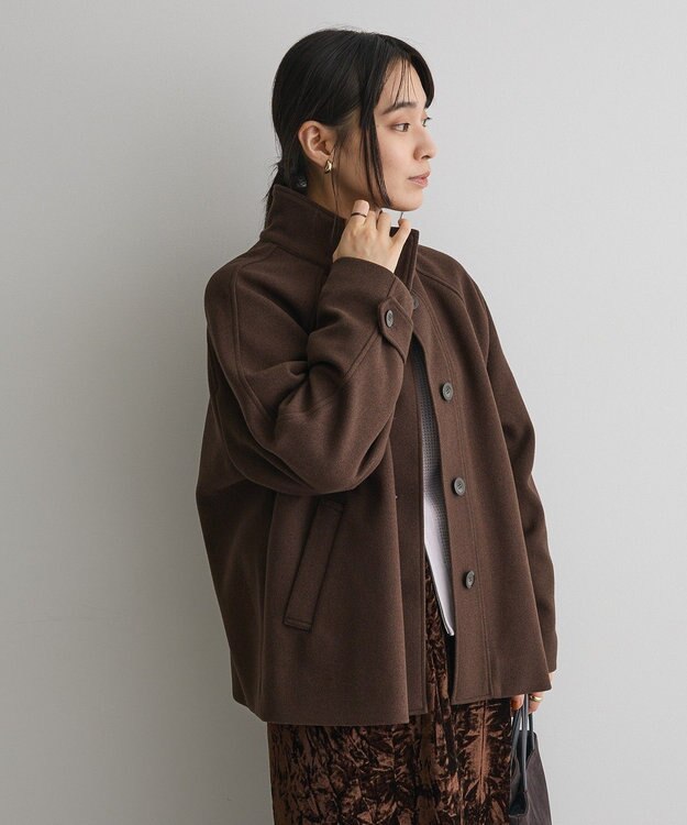 CRAFT STANDARD BOUTIQUE スタンドカラーメルトンショートコート Brown