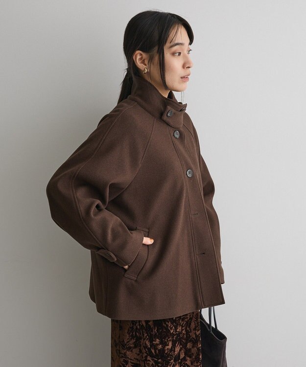 CRAFT STANDARD BOUTIQUE スタンドカラーメルトンショートコート Brown