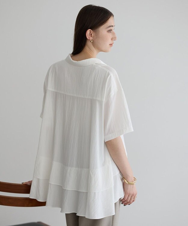 YECCA VECCA 【接触冷感】裾バルーン切替デザインヘムシャツ White