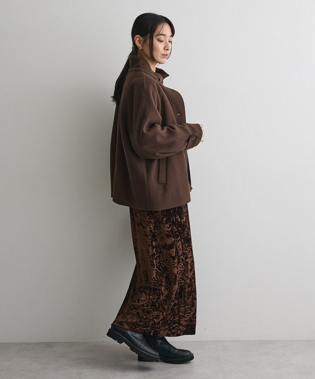 CRAFT STANDARD BOUTIQUE スタンドカラーメルトンショートコート Brown