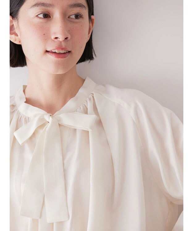AMERICAN HOLIC イージーケア２ＷＡＹボウタイブラウス Ivory