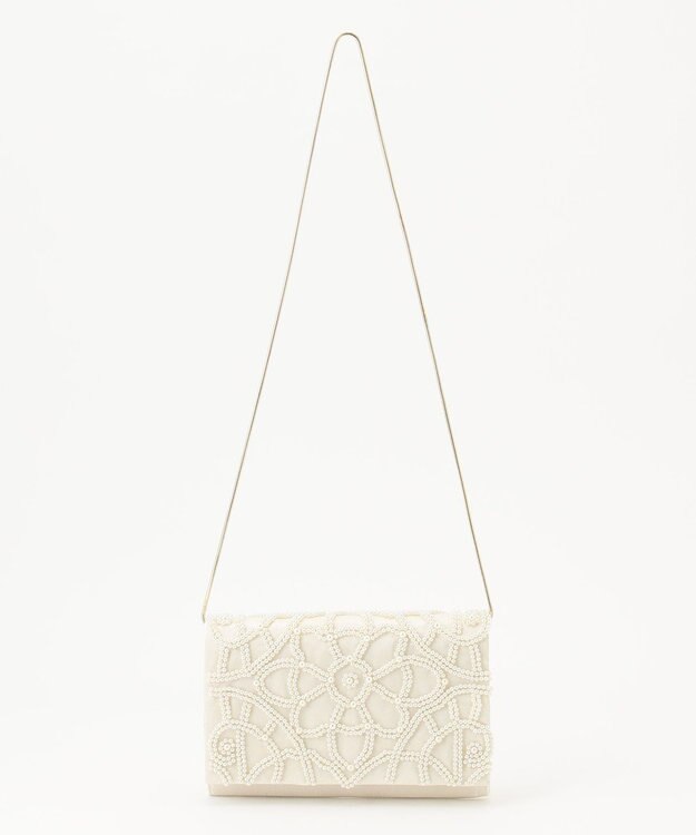 GRACE CONTINENTAL パールフラワークラッチバッグ ベージュ