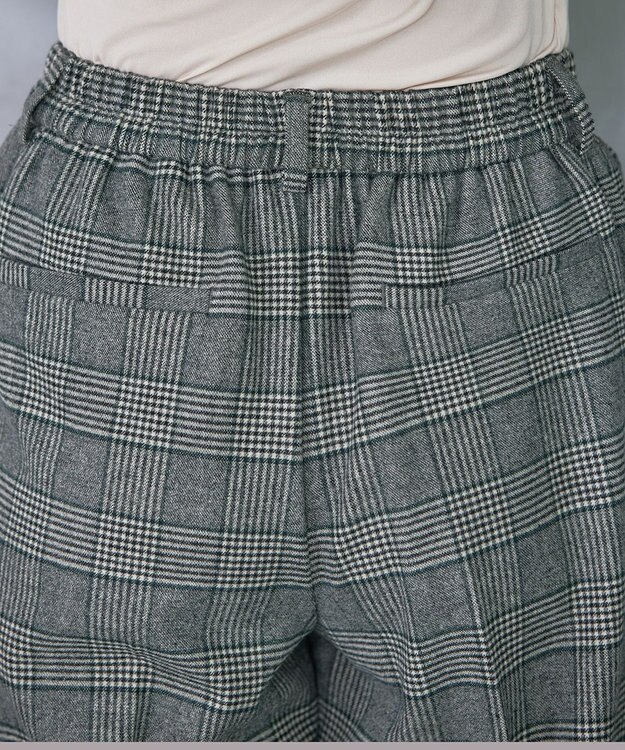 Tiaclasse 【安田美沙子さん着用・洗える】起毛チェック柄ワイドパンツ グリーン