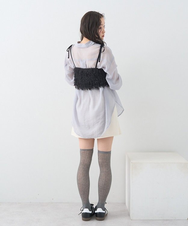 earth music&ecology ラメミックスフェザービスチェ Black