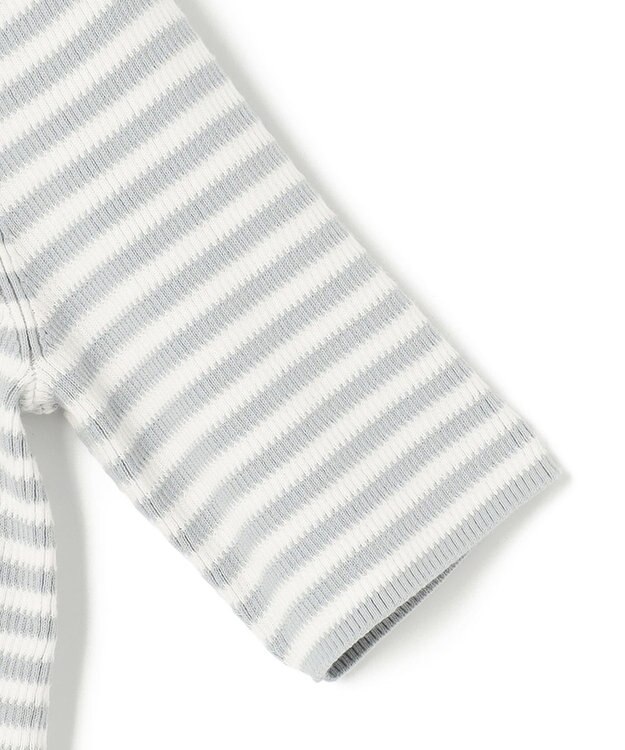 ICB L オーガニックコットン リブニット スモーキーサックス×オフホワイト