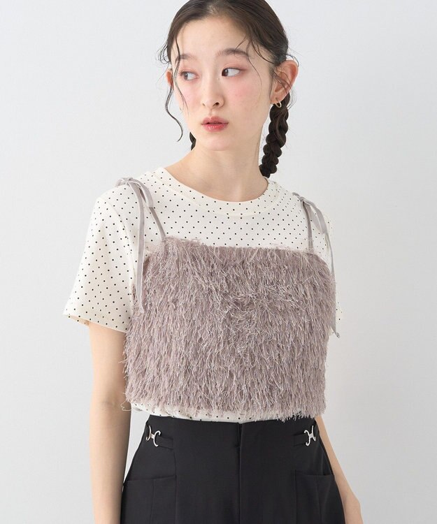 earth music&ecology ラメミックスフェザービスチェ Mocha