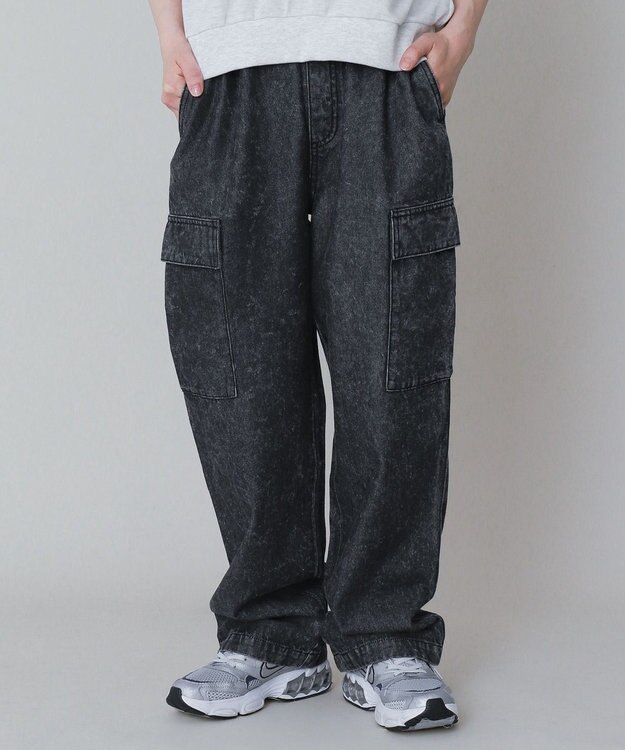 WEGO 【KIDS】デニムイージーカーゴパンツ（JUNIOR） デニムブラックソノタ