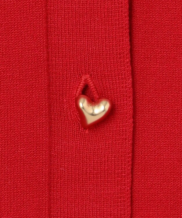 組曲 ハートボタン ニットカーディガン バレンタインレッド系