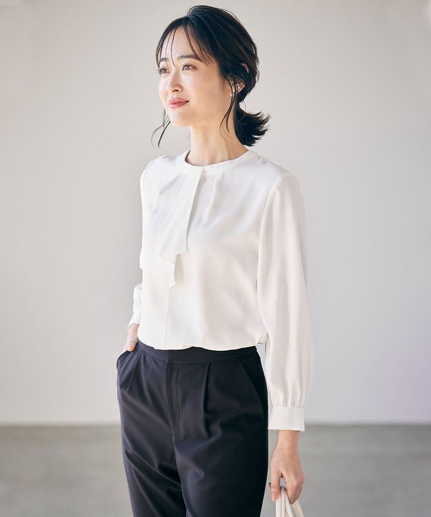 ANY SIS 【洗える】ボウタイ ブラウス オフ