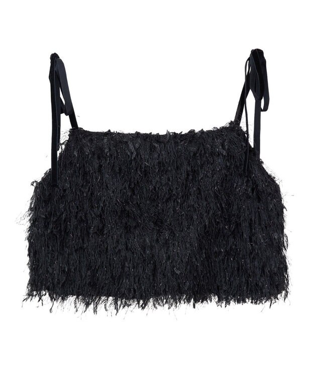 earth music&ecology ラメミックスフェザービスチェ Black