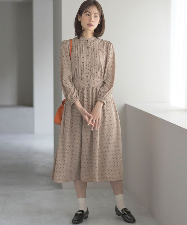 組曲 L 【WEB限定】ドットフロッキー ワンピース ベージュ系5