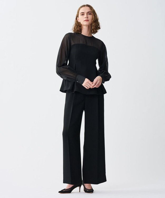 uncrave 【防シワ・洗濯機洗い可】ウォッシャブルダブルクロス ビスチェ ブラウス ブラック